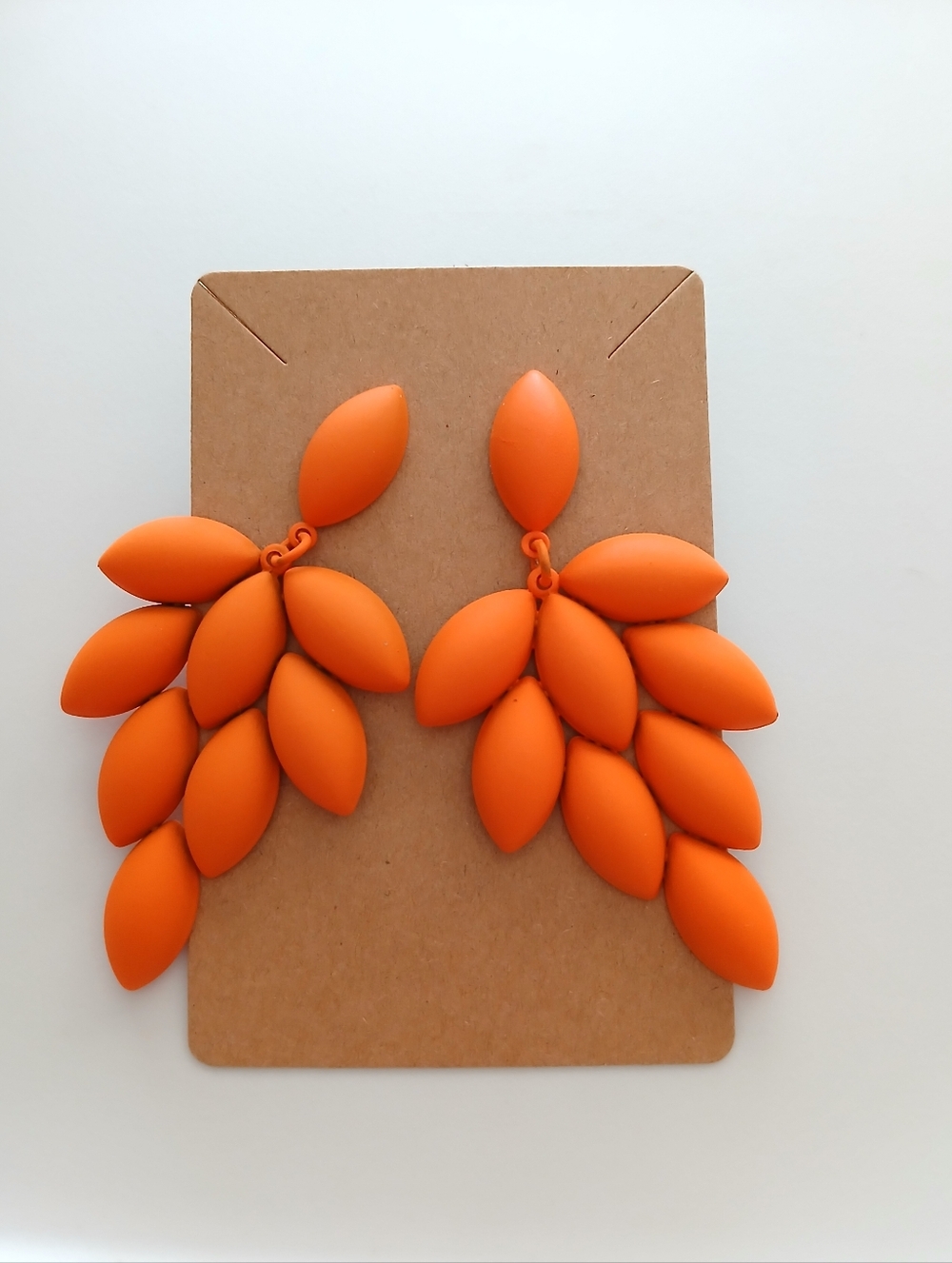 Fashion Jewelry Orange Leaf Cluster Drop Earrings - Picture 2 of 3